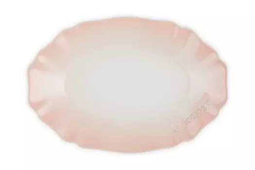 Le Creuset Oval Powder Elegant Heat Resistant Heat Cold Microwave Oven Contains Japanese Plate, Pink, Ruffles, Container, Resistant, Resistant, Safe,