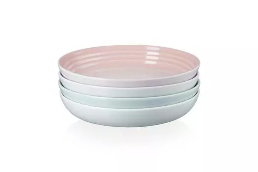 Le Creuset Pasta Deep Set of 4 Heat Cold Microwave Dishwasher Oven Heat Resistant Celebration Japanese Dish, Plate, 22cm, Colors, Resistant,