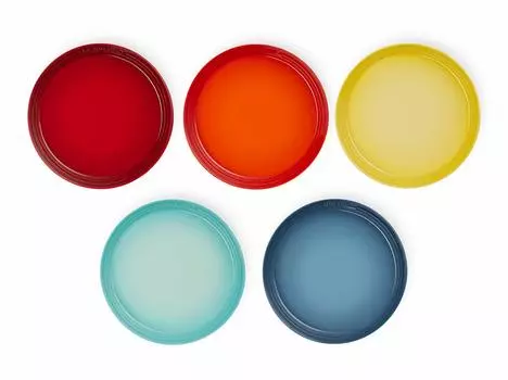 Le Creuset Plate Set Neo Round Plate 22cm Rainbow 5 Pieces Oven Plate Heat Resistant Plate Japanese [Authorized Product]