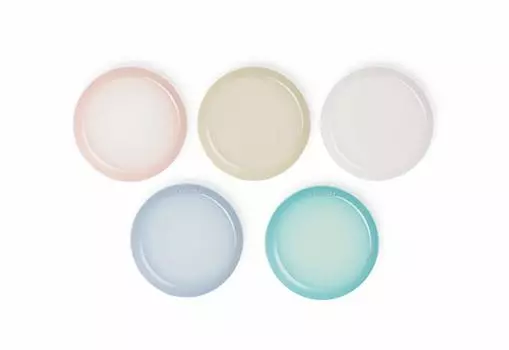 Le Creuset Plate Set Sphere Plate 22cm Pastel Rainbow 5 Pieces Japanese [Authorized Product]