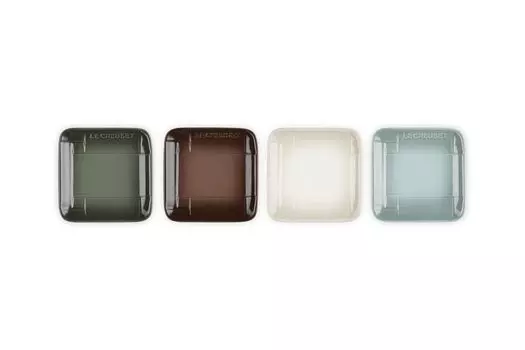 Le Creuset Plate Small Plate Mesh Square Mini Plate 10cm Pack of 4 Heat Resistant Cold Resistant Microwave Oven Safe Japanese [Authorized Product]