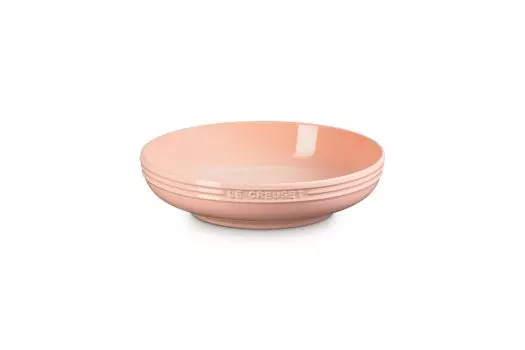 Le Creuset Round Deep Heat and Cold Microwave Dishwasher Curry Pasta Oven Heat Resistant Plate Japanese Dish, Plate, 20cm, Peche, Resistant, Oven,