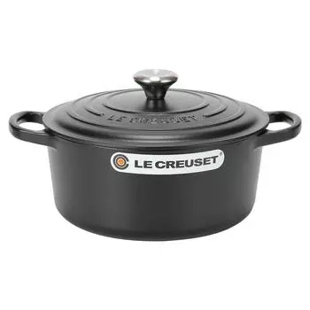 Le Creuset SIGNATURE Фирменная круглая кокотница 22 см Круглая кокотница Черный матовый черный Кастрюля с двумя ручками Новая жизнь [Le Creuset] [Товар]