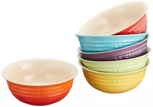 Керамическая миска Le Creuset, миска для хлопьев, 460 мл, коллекция Rainbow, термостойкая, морозостойкая, подходит для использования в микроволновой печи, набор из 6 предметов, японская [Авторизованный