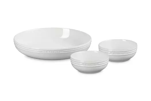 Le Creuset tableware dish bowl wedding bridal heat cold oven white luster Japanese 3-piece set, 25cm, 13cm, gift, anniversary, gift, present, favor,