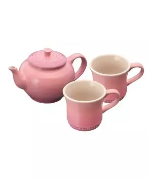 Le Creuset Tea Set Teapot Mug Set Rose Quartz Heat Resistant Cold Resistant Microwave Oven Dishwasher Safe 3 Piece Set Wedding Gift Anniversary Bridal розовый кварц