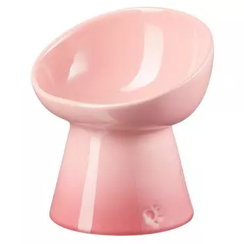 Le Creuset Высокая подставка для домашних животных Глубокая Натуральная для собак и Японская миска, Розовый, кошки, устойчивый к пятнам, можно использовать в микроволновой печи [Официальный продукт]