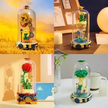 Le Petit Prince Pantasy Building Blocks Eternal Rose Dust Cover Puzzle Assembling Model Toys Desktop Decoration Gift Birthday