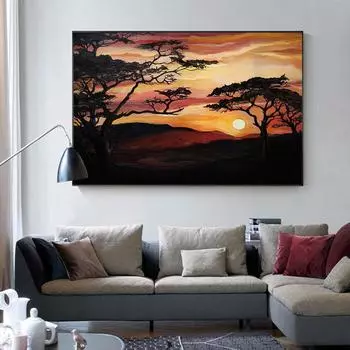 Леа дерево картина холст печать африканский закат настенный художественный постер природный пейзаж картина для подарка гостиная домашний декор Cuadros 21x30cm No Framed
