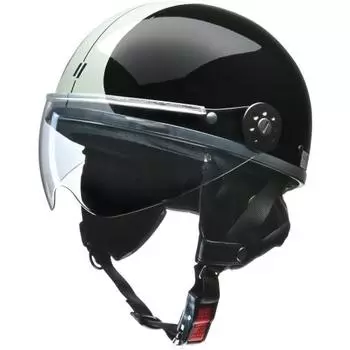 LEAD Motorcycle Half Helmet O-ONE Black/Silver - Free (Less than 57-60cm)
