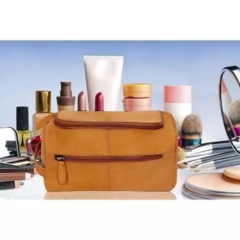 Leaderachi Vintage Pure Brown Кожаная косметичка для туалетных принадлежностей унисекс 17 x 8 x 11 коричневый