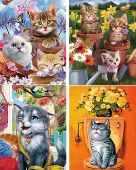 LEADINTOP Алмазный набор из 4 кошек, животных, 30X40 см, алмазная вышивка, полная паста, алмазная живопись, алмазная живопись, алмазные бусины, мозаичное искусство