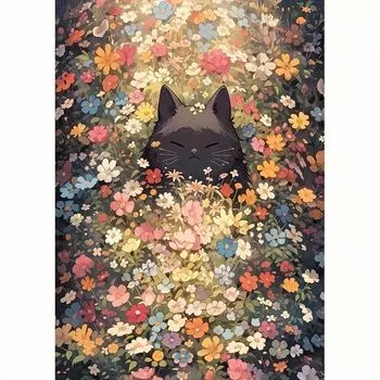 LEADINTOP Diamond Art Аниме Котенок и цветы 30X40 см Набор для алмазной живописи Мозаичное искусство Популярное искусство из бисера Мило Начинающие Взрослые Дети Сделай сам Ручная работа