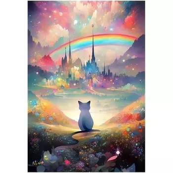 LEADINTOP Diamond Art Cat Rainbow 30X40 см Набор для алмазной живописи Мозаичное искусство Популярное искусство из бисера Милый набор для начинающих Взрослые Дети DIY Набор для рукоделия
