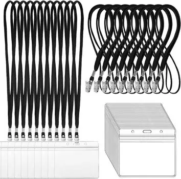 LEADINTOP Name Holder 50 Pieces Name Card Case Neck Strap Hanging Event Staff Pass Business Card ID Card Holder Employee ID Case Holder Neck Hanging