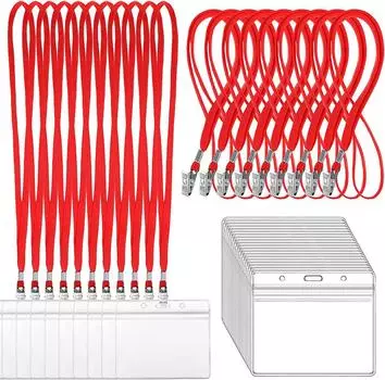 LEADINTOP Name Holder Set of 50 Name Tag Case Neck Strap Hanging Name Tag for Events Staff Pass Business Card ID Card Holder Employee ID Case Holder