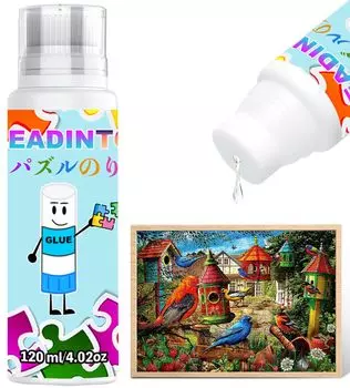 LEADINTOP Puzzle Glue 120ml Jigsaw Puzzle Sealer Finishing Agent Adhesive with Sponge Head Quick Drying Paper and Wooden Puzzle Accessories Suitable