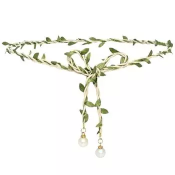 Leaf Leather Weave Waist Chain Pearl Beaded Dress Decoration Retro Ethnic Style Waist Belt Daily