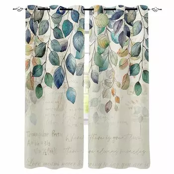 Leaf Plants Blue Autumn Leaves Blackout Curtains For Living Room Bedroom Window Treatment Drapes Home Decor W135 x H60cm