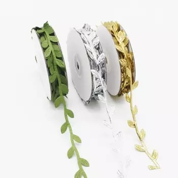 Leaf Ribbon Set of 3 Wreath Ribbon Lace Trim Leaves Balloon Ribbon Interior Christmas Decoration DIY Handmade Wedding Detailed Girl s Heart Cute 10m G