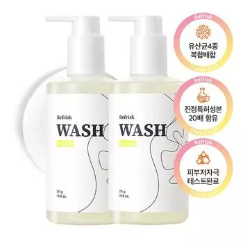 Leaf Risk Wash Женское очищающее средство, мягкое кислотное средство, удаление запаха из влагалища с Lactobacillus, аромат фрезии, 311 г, 2 шт.