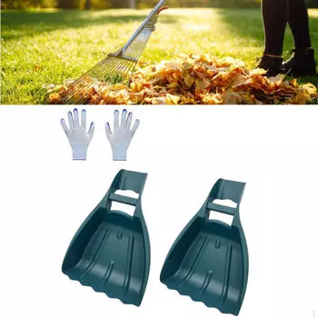 Leaf Scoops and Claws Set Clippings Grass Removal Tools Grabber for Garden with Gloves