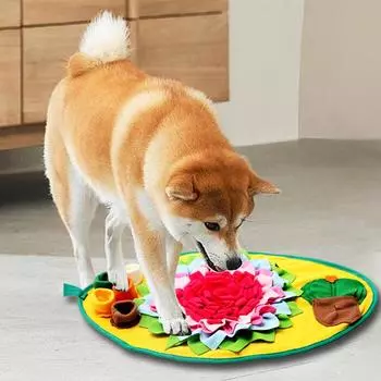Leaf Shaped Fleece Material Dog Pet Sniffing Mat Can Hide Food Interactive Slow Food Puzzle Training Dog Toy Pet Supplies зелёный