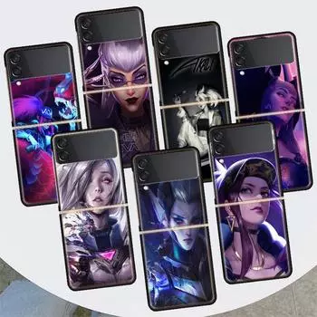 League Hero Games Akali для Samsung Galaxy Z Flip 4 3 5G чехол для телефона черный твердый чехол ZFlip 4 3 роскошный противоударный бампер Samsung Z Flip 3