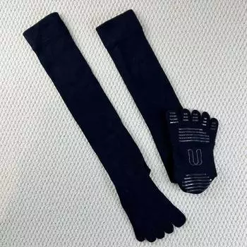 Leak-Picking Export Long Tube Tail Boots Knee-Length Pilates Training Indoor Silicone Non-Slip Finger Socks Yoga Socks Dance Pantyhose Black Diamond 2(N Non Slip)