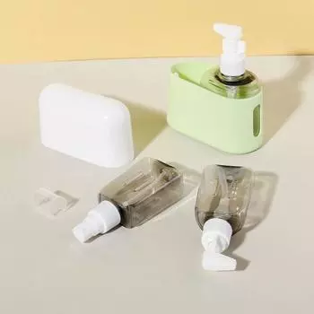 Leak Proof Empty Bottle Kit 2/3/4 in 1 Pump Lotion Bottles Travel Refillable Bottles Set Shampoo Grey-2 in 1