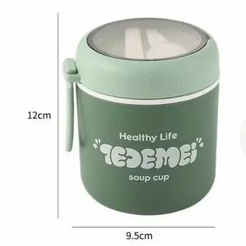 Leak-Proof Insulated Food Jar With Spoon Vacuum Cup Thermal Soup Container Outdoor Activities Style G