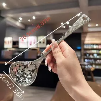 Leak-Proof Stainless Steel Soup Ladle with Fish Scale Handle - Long, Durable Kitchen & Dining Spoon for Home and Restaurant Use AVE