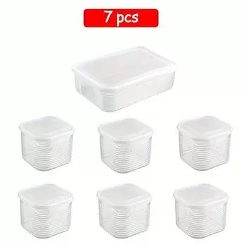 [Leakproof|Stackable] 7pcs Set Leakproof Stackable Food Storage Containers with Lids | Durable PP Material, Perfect for Meats, Fruits & Vegetables