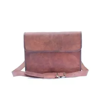 Leather Bag Distressed Messenger Shoulder Men Satchel Laptop women Briefcase bag 9 x 7 x 3 in