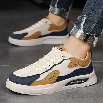 Leather board shoes men s low-top little white shoes student autumn 2024 new casual trend men s shoes flat-soled trendy shoes 39