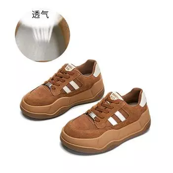 Leather board shoes women s 2025 spring new platform sports moral training shoes women s heightening women s shoes casual versatile white shoes 35