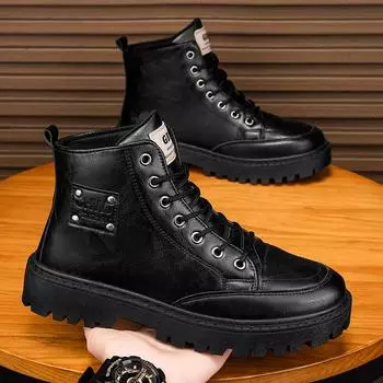 Кожаные ботинки Классические высокие ковбойские лодочные мужские нескользящие осенне-зимние ботинки Мужские уличные кожаные ботинки Ручная работа Замша 39