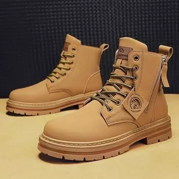 Leather boots men s 2024 new autumn and winter casual men s shoes high-top tooling boots men s British trend Martin boots 39