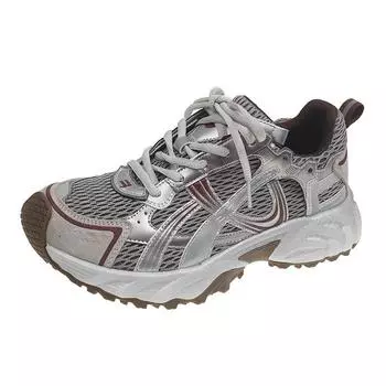 Leather breathable mesh women s summer new thick-soled heightening versatile thin casual jogging sneakers 40