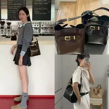 Leather Bucket Bag, Leather Tote Bag, Single-shoulder Bag, Crossbody Bag