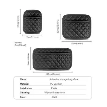 Leather Car Back Rear Organizer Box Adhesive Universal Storage Bag Key Phone Pocket Cage Auto Organizer Seat Back Sticker Bag