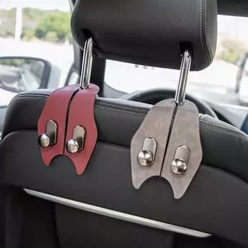 Кожаные крючки для подголовников автомобильных сидений, вешалка для хранения на спинке автомобиля, органайзер, задняя полка для кошельков, сумок, аксессуары для интерьера красный