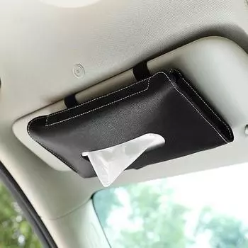 Leather Car Sun Visor & Armrest Tissue Box - Cartoon Design