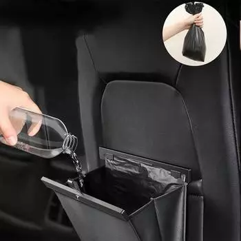 Leather Car Trash Bag Waterproof Storage Bucket Auto Backseat Hanging Garbage Bin Car Seat Back Organizer Storage Bag TeslaY X коричневый