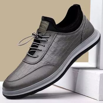Leather casual shoes men s 2024 spring one-pedal driving shoes business dress men s shoes Korean version soft baseplate shoes men s 39 чёрный