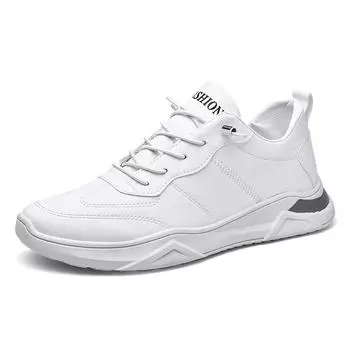 Leather Casual Sneakers Men Platform Shoes Height Increasing Sports Shoes Man Vulcanized Shoes White Shoes Fashion Jogging Shoes 39 белый