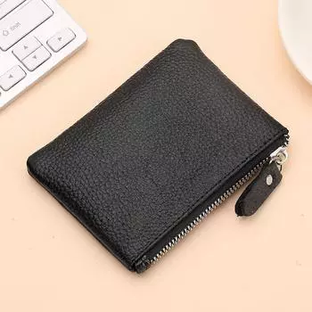 Leather Change Bag, Men s and Women s Card Bag, Soft Leather Mini Coin Bag, Key Storage Bag, First Layer Cowhide Zipper, Small Wallet.