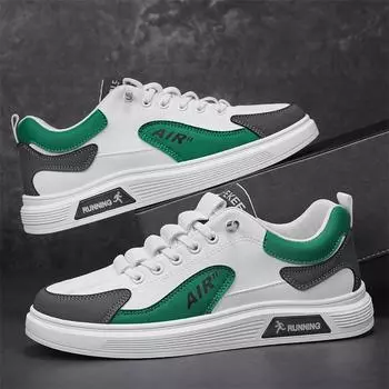 Leather Color Matching Casual Footwear Youth Fashion Trendy Flat Bottom Daily Sports Men S Shoes 39