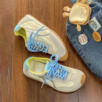 Leather color matching shoes women s new spring fashion student casual sports shoes 35