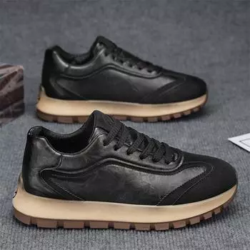 Leather dad shoes men s trendy casual men s shoes 2025 spring new sports trendy shoes men s thick soles increase 39